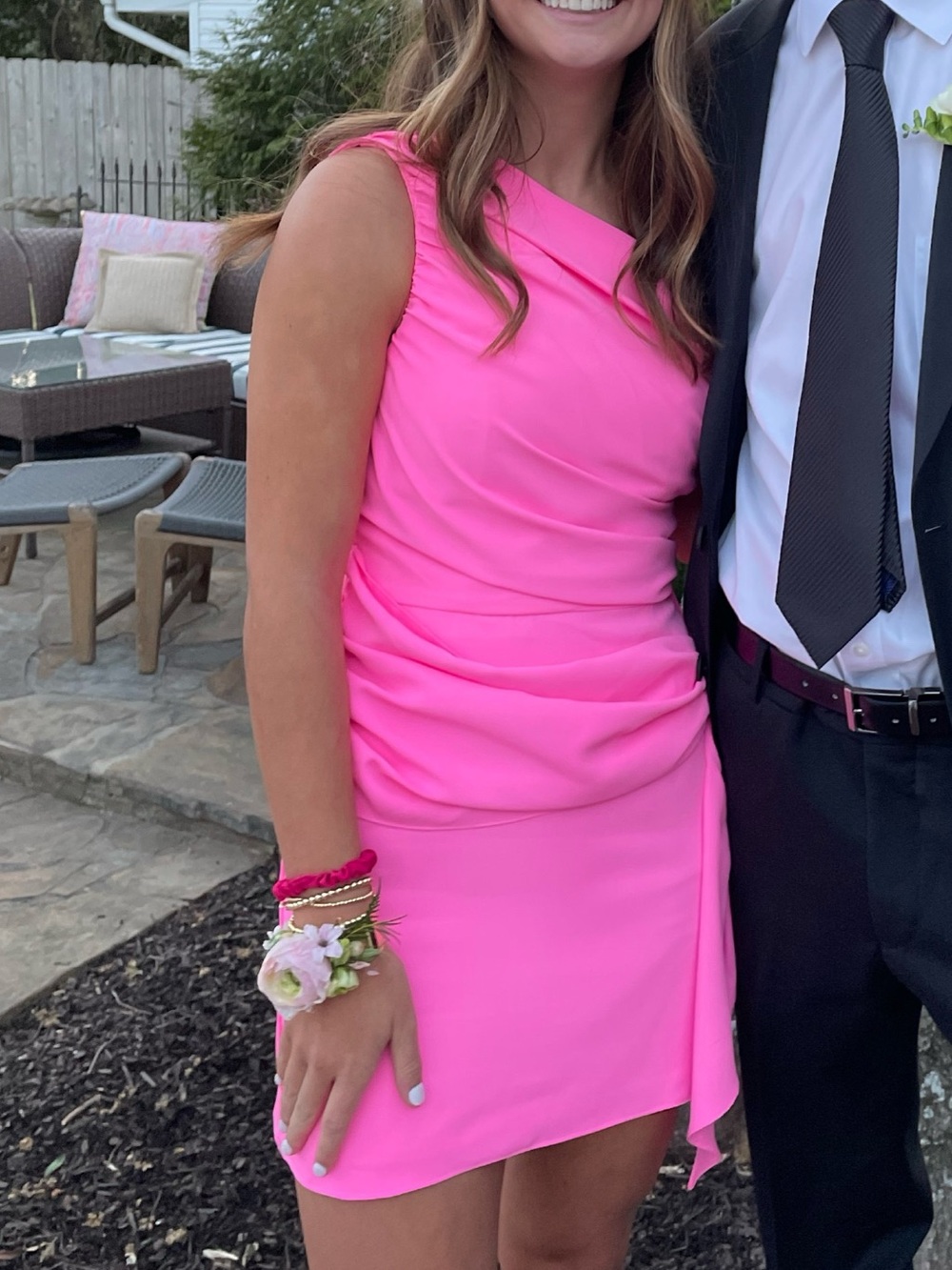Amanda Uprichard Hot Pink One-Shoulder Mini Dress - Picture 5 of 5